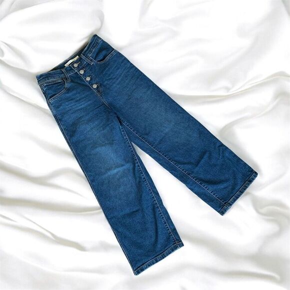 Levi’s Mile High Crop Wide Jeans 24” High Rise Dark - Picture 1 of 10